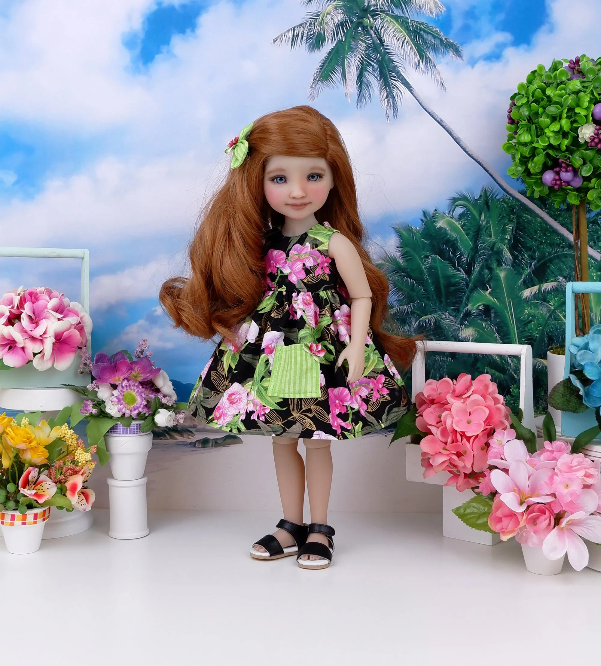 Paradise Orchids - dress with sandals for Ruby Red Fashion Friends doll