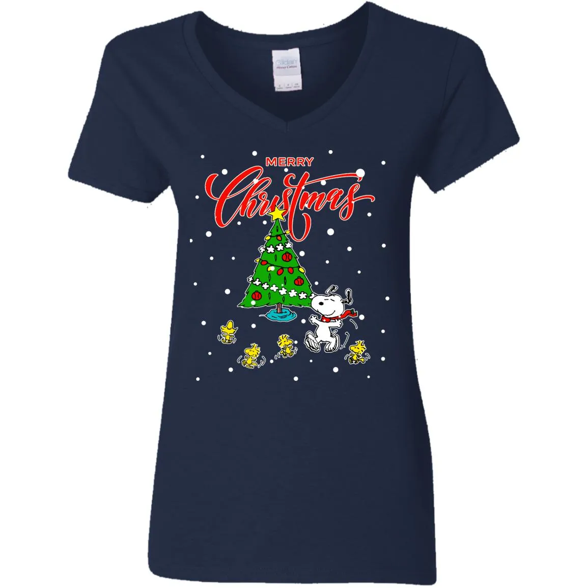 Peanuts-snoopy Christmas Tree Women V-Neck T-Shirt