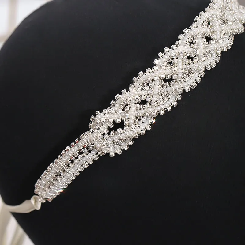Pearl Rhinestone Headband Tiara Wedding Accessories