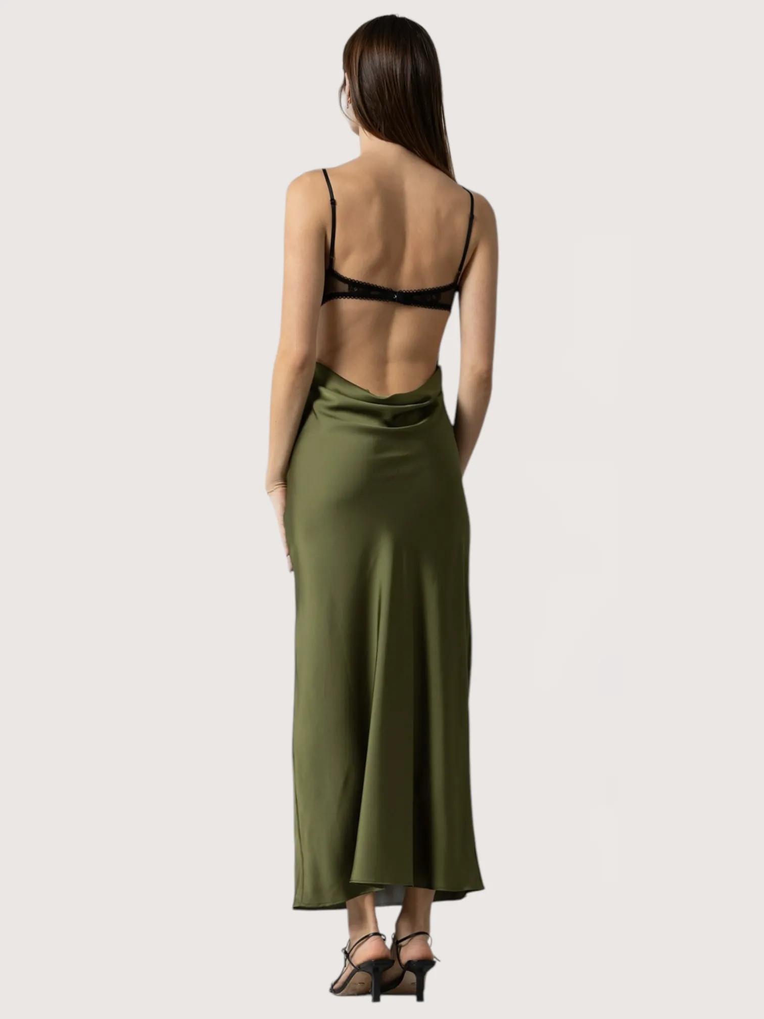 Peek A Boo Slip Dress | Olive