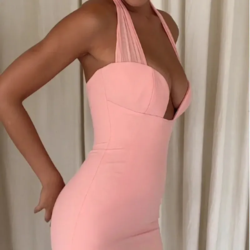 Pink Mesh Bodycon Dress Sultry Style for Summer Parties