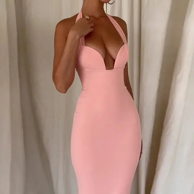 Pink Mesh Bodycon Dress Sultry Style for Summer Parties