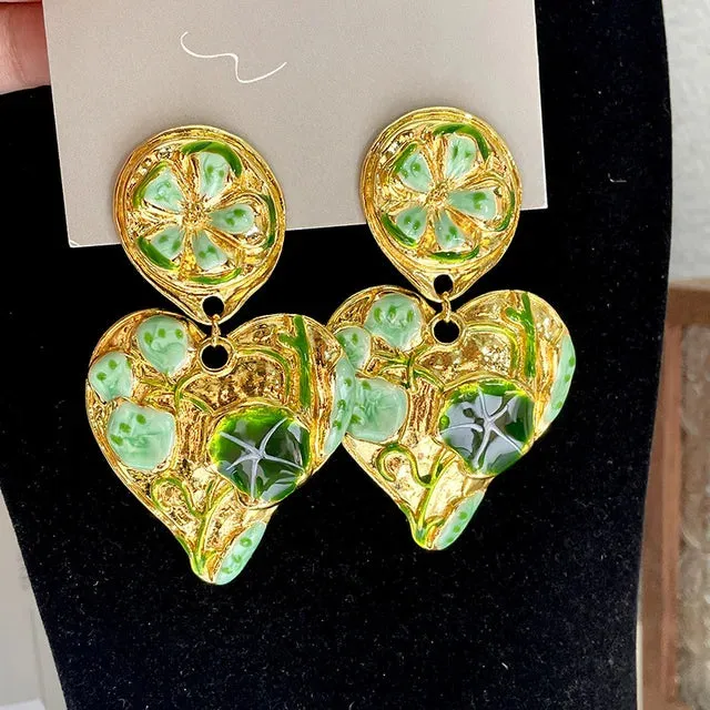 Pre Order:  Heart Shaped Flower Clip Earrings