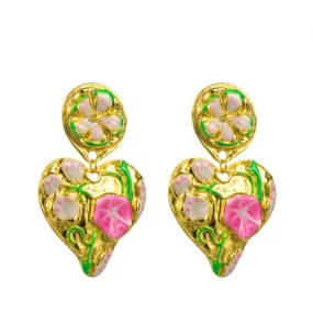 Pre Order:  Heart Shaped Flower Clip Earrings