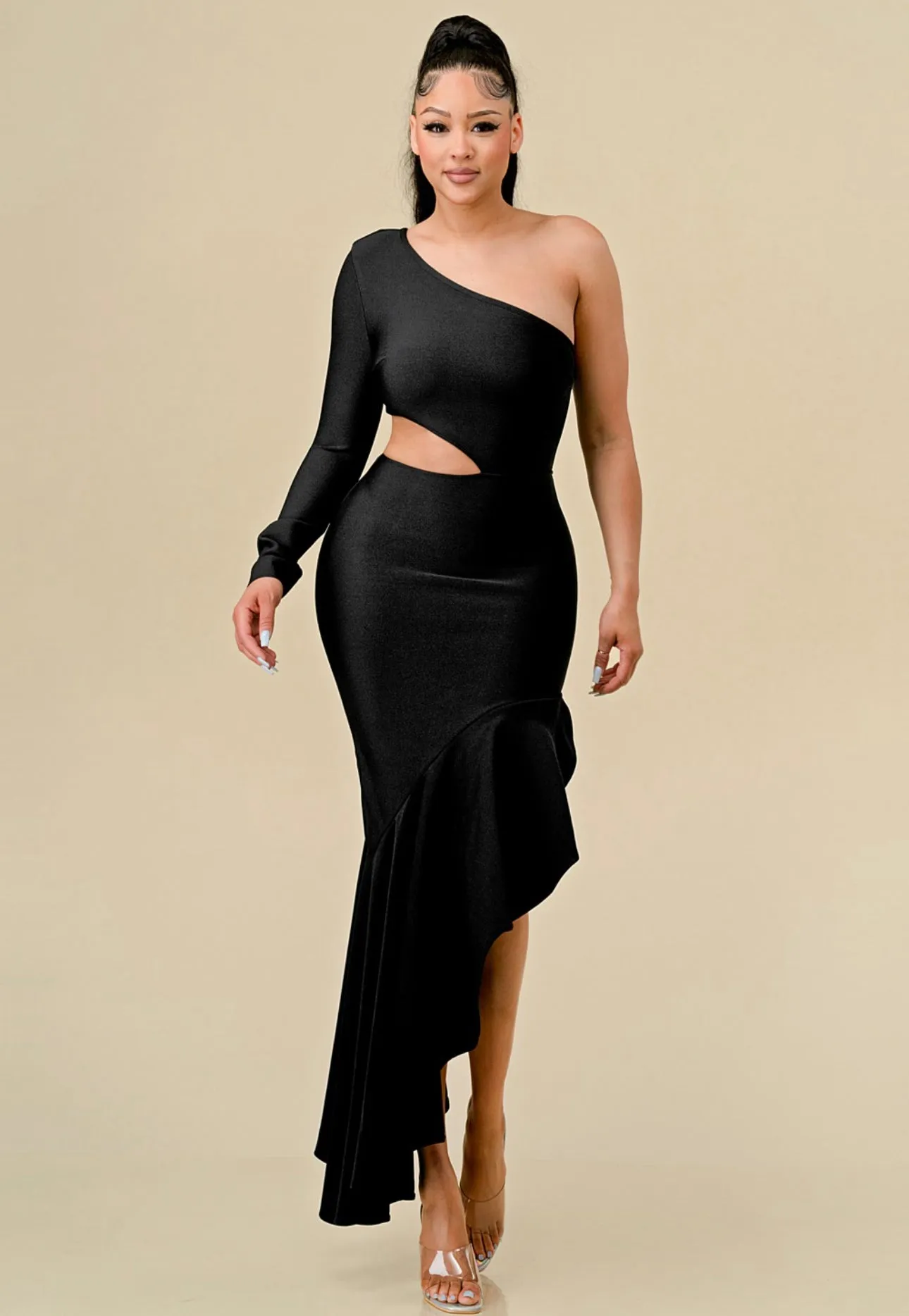 Rachel One-Sleeve Maxi Dress