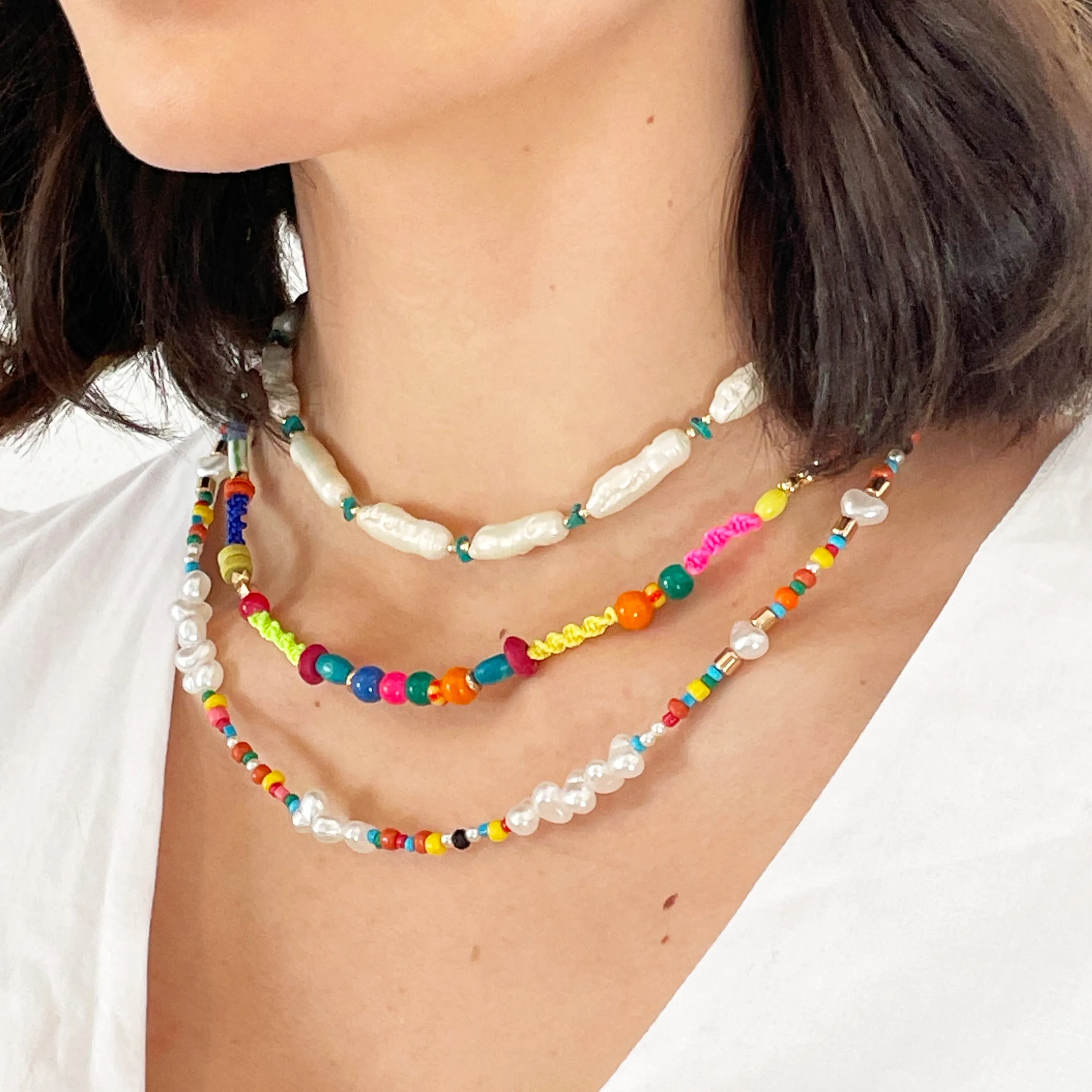 Rainbow Bead Layering Neckace