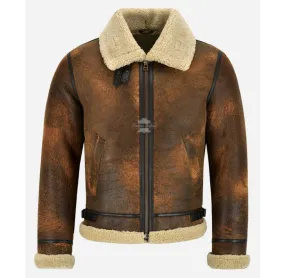 REAGAN Men's Classic B3 Sheepskin Jacket Shearling Pilot Jacket