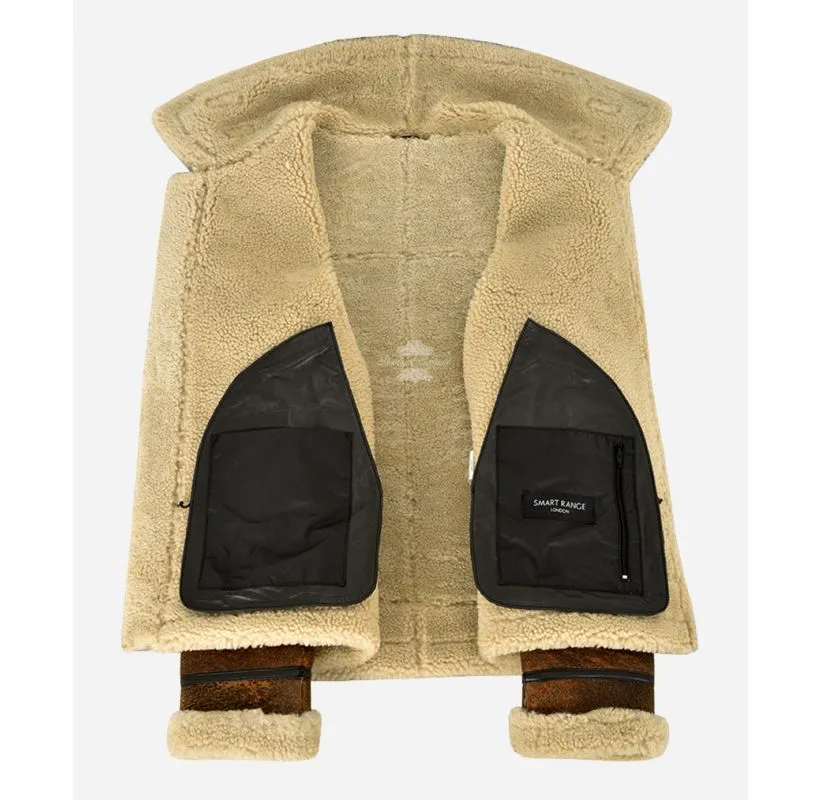 REAGAN Men's Classic B3 Sheepskin Jacket Shearling Pilot Jacket