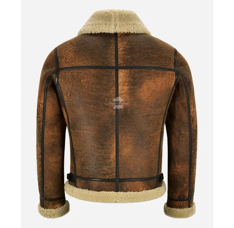 REAGAN Men's Classic B3 Sheepskin Jacket Shearling Pilot Jacket