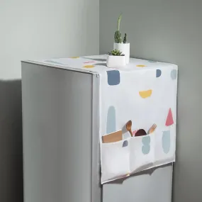 Refrigerator Storage Bag Cover for Top with 6 Utility Pockets Transparent Fridge Cover