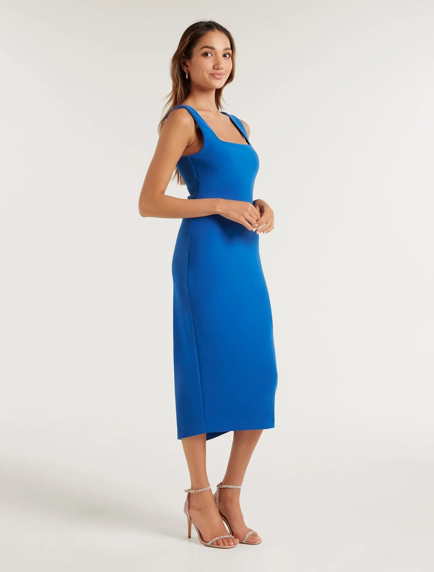 Rita Petite Square Neck Bodycon Midi Dress
