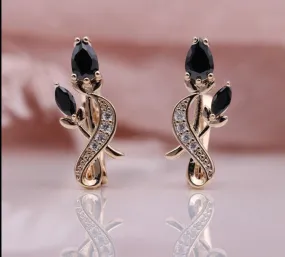 Rose Flower Earring Women Fashion 585 Rose Gold Water Drop Cubic Zircon Dangle Earrings