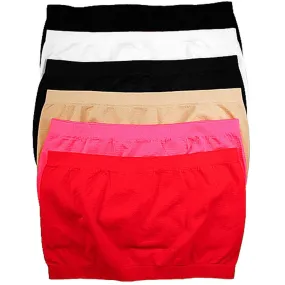 Sakkas Seamless Bandeau Bra Tube Top - Assorted Color 6 Pack
