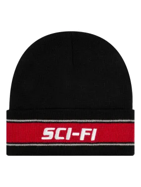 Sci Fi Fantasy Stripe Fold Beanie - Black