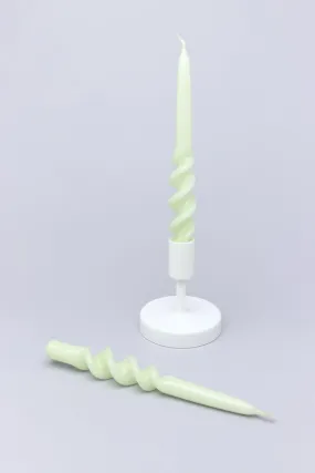 Set Of Two Pastel Green Hand Dipped Dinner Candles