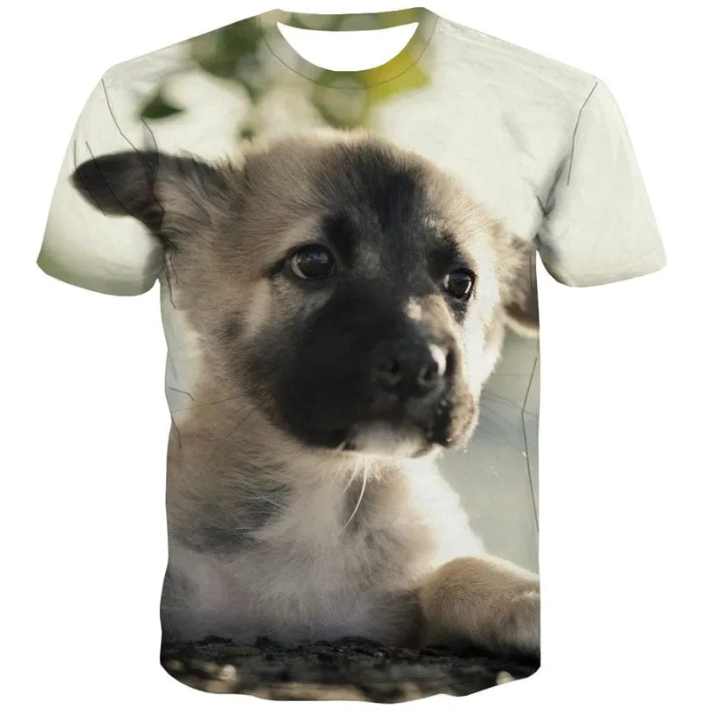 shirt dog Puppy Cute animal Novelty 3D shirt Cool art costume male big Smart dogs
