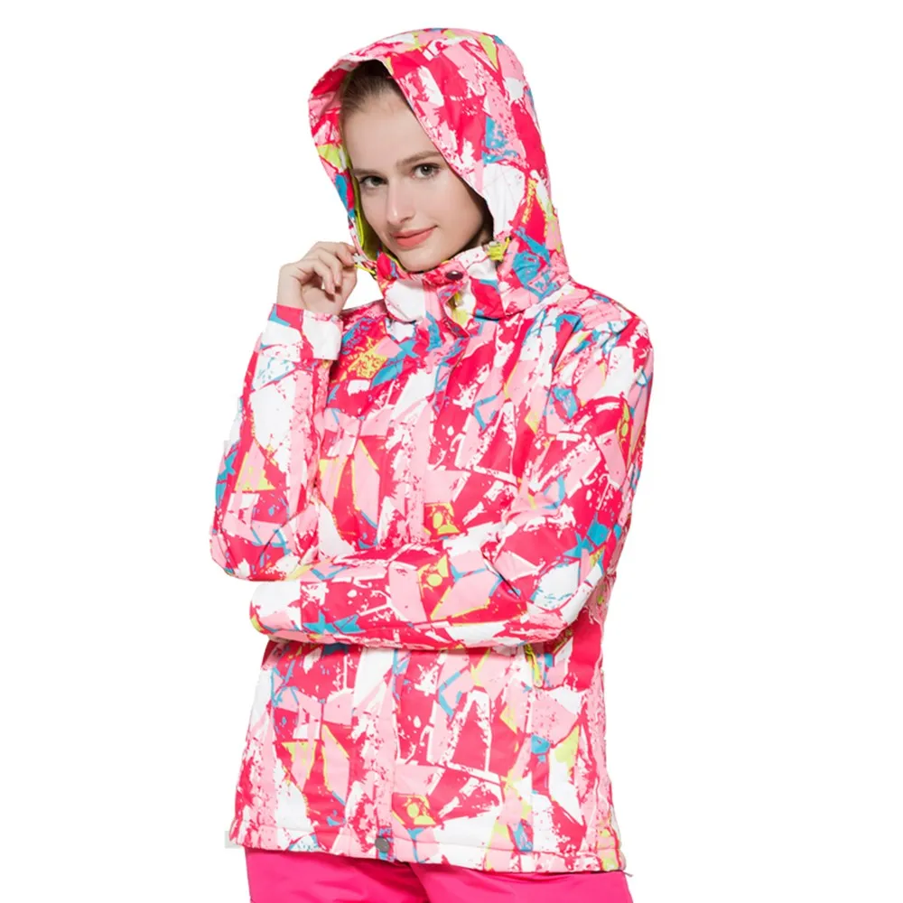Sidiou Group Women Hooded Windproof Ski Jacket Breathable Waterproof Sports Skiing Snowboard Jacket