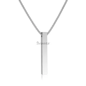 Silver Bar Pendant Chain Necklace For Men