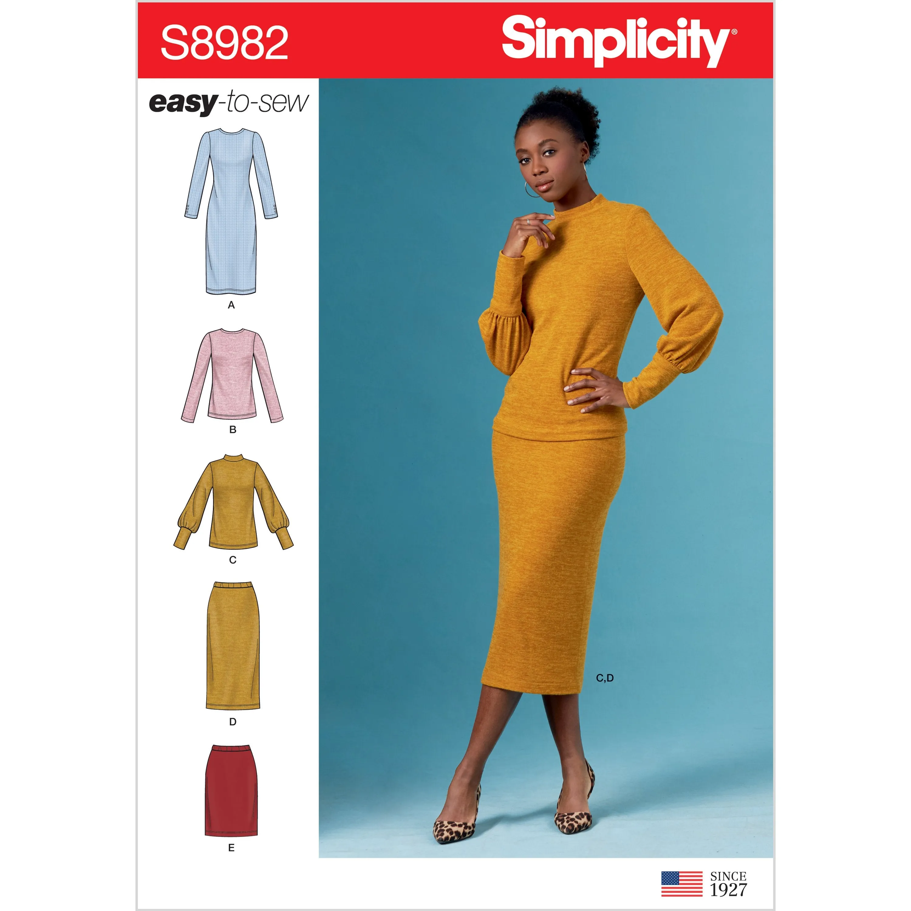 Simplicity Sewing Pattern 8982 Knit Dress, Tops, Skirts