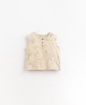 Sleeveless T-shirt with Sage Leaves Print