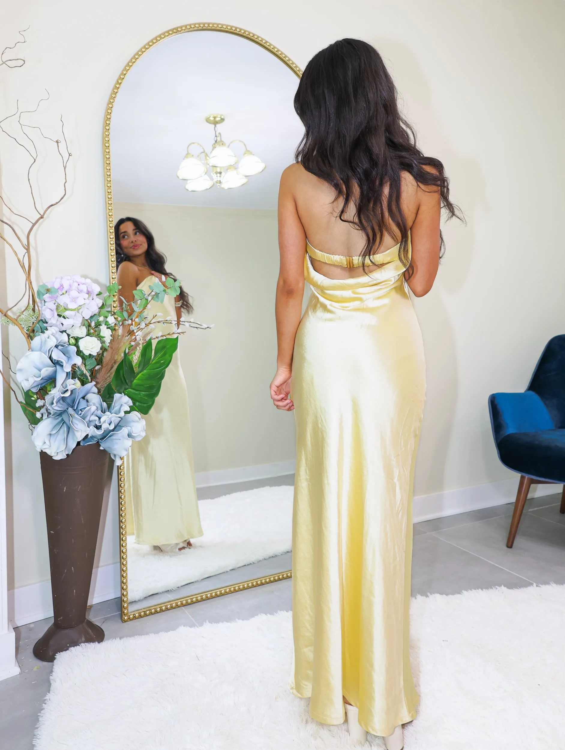 Soft Glow Strapless Slip Dress