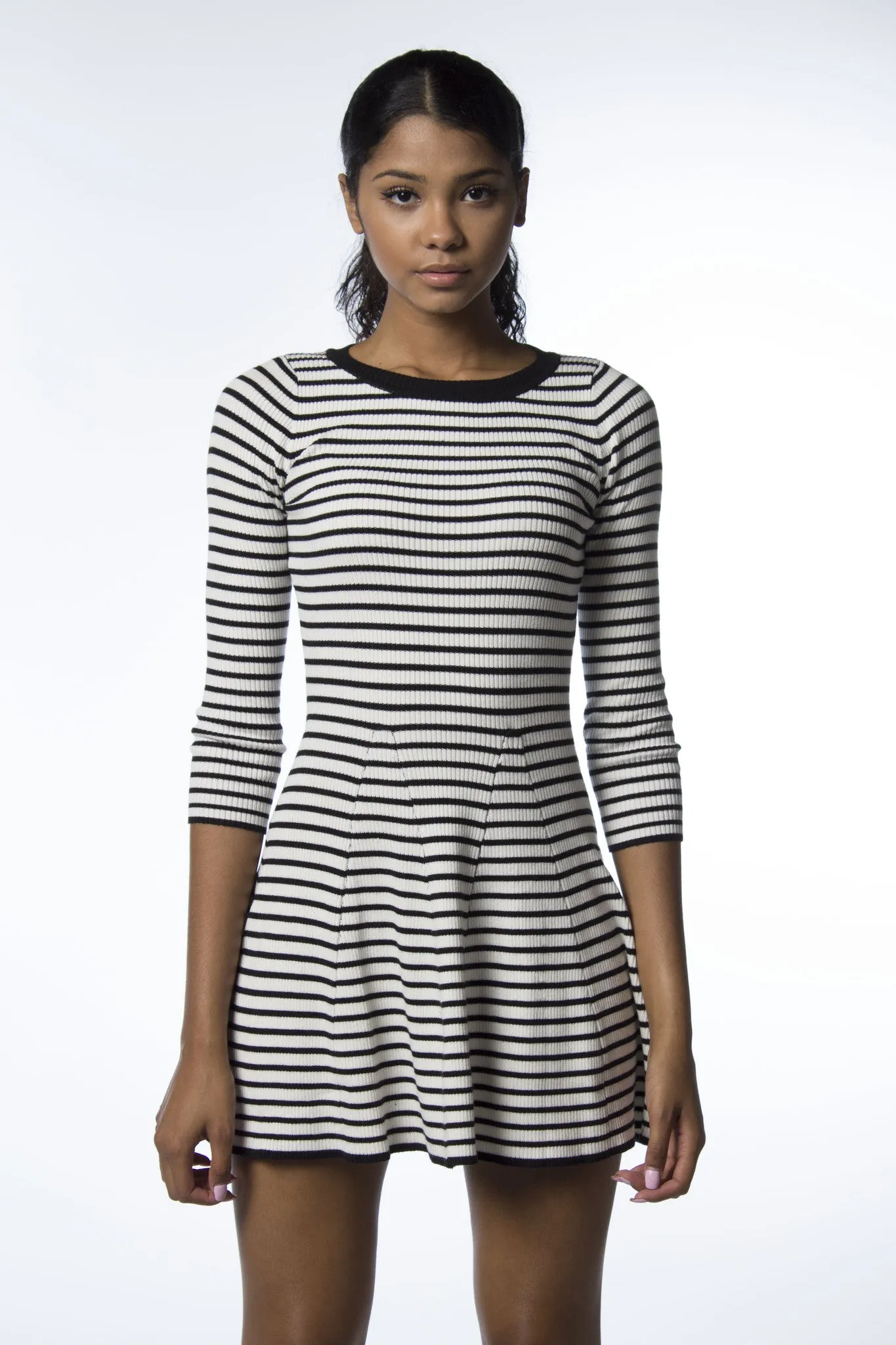 Sporty Stripe Skater Sweater Dress-333