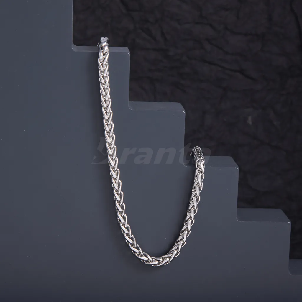 Stainless Steel Twisted Necklace Chain for Men (21.5 Inch)