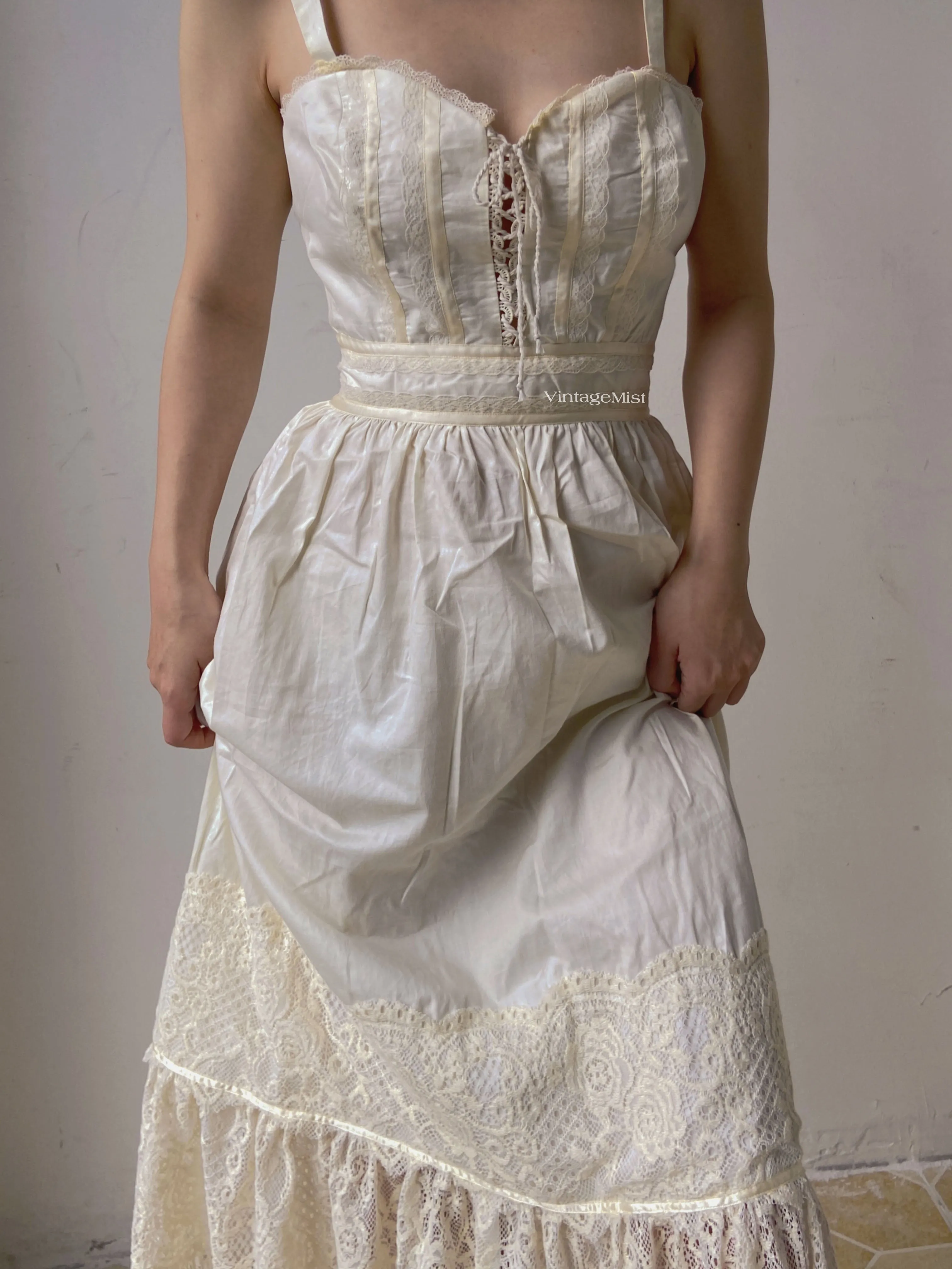 Strap Corset Dress with Lace Splicing