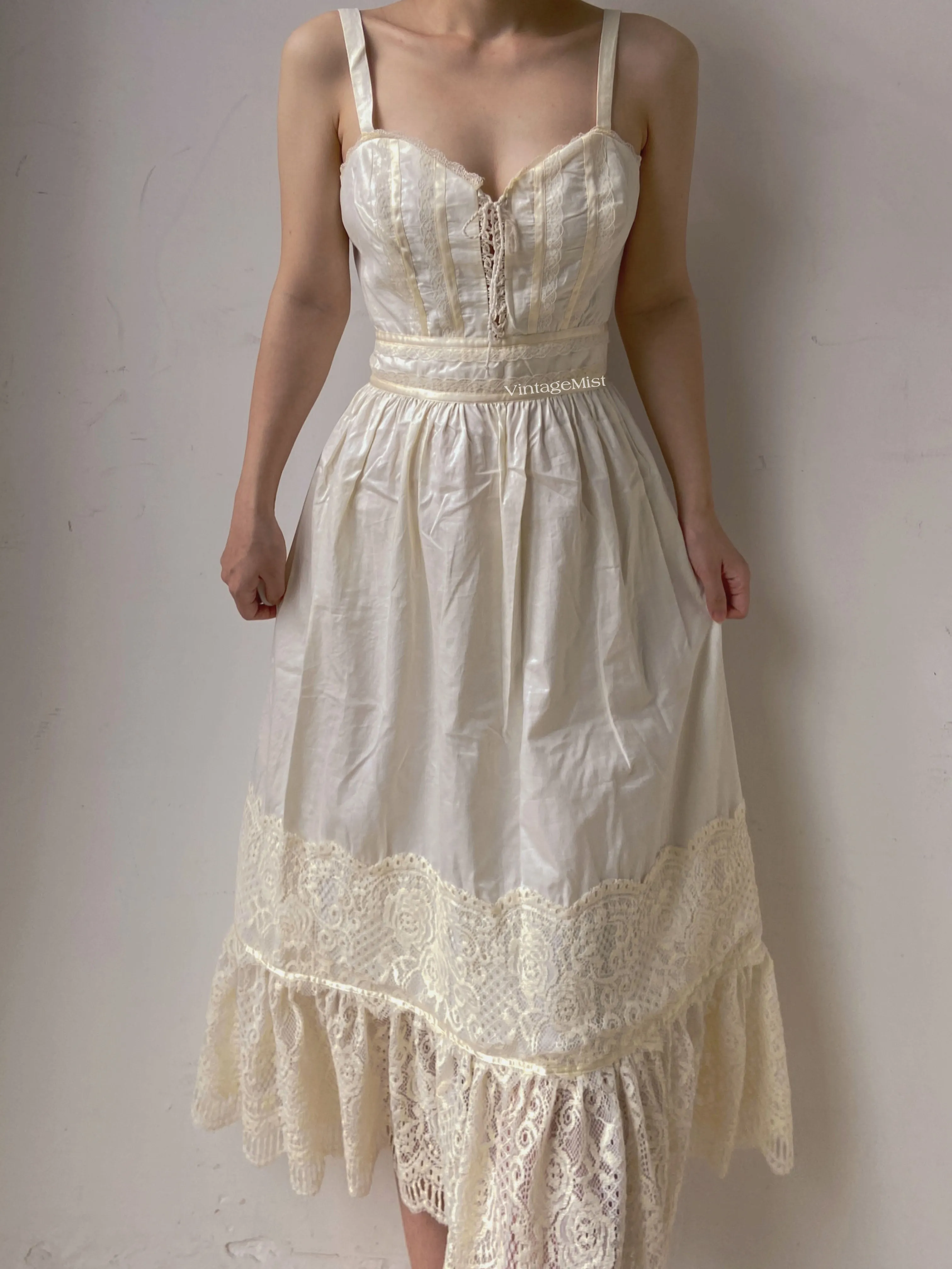 Strap Corset Dress with Lace Splicing