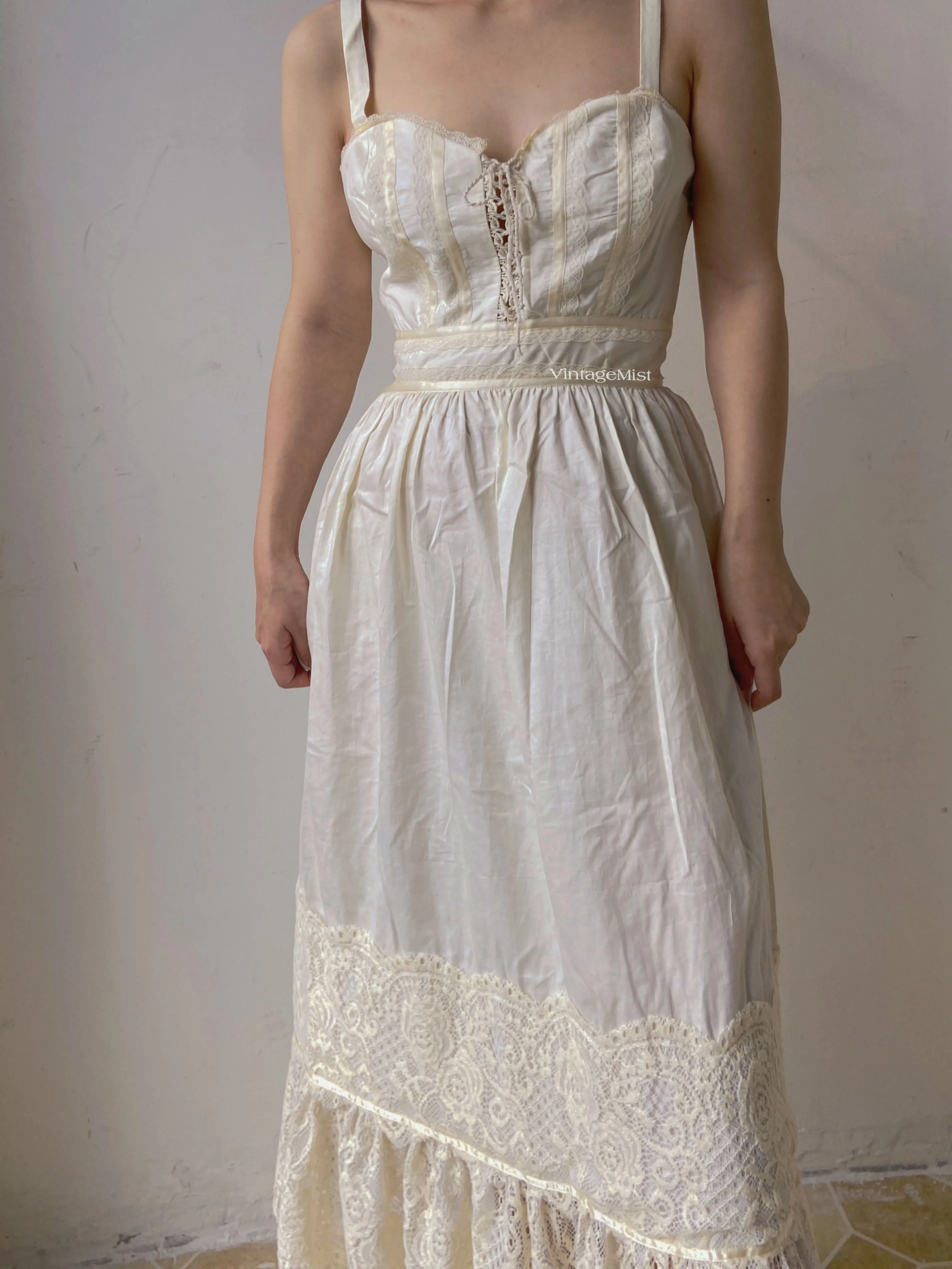 Strap Corset Dress with Lace Splicing