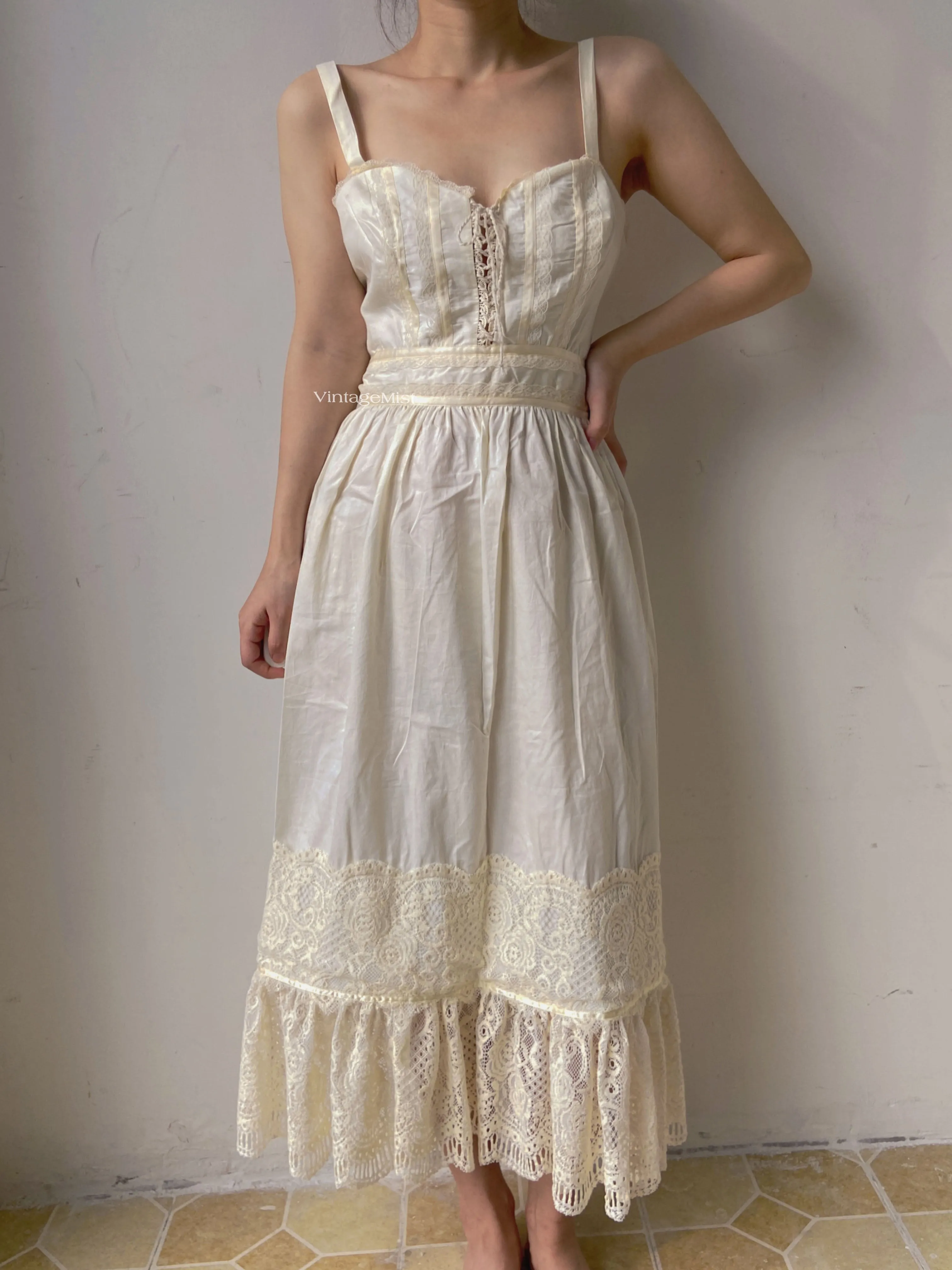 Strap Corset Dress with Lace Splicing