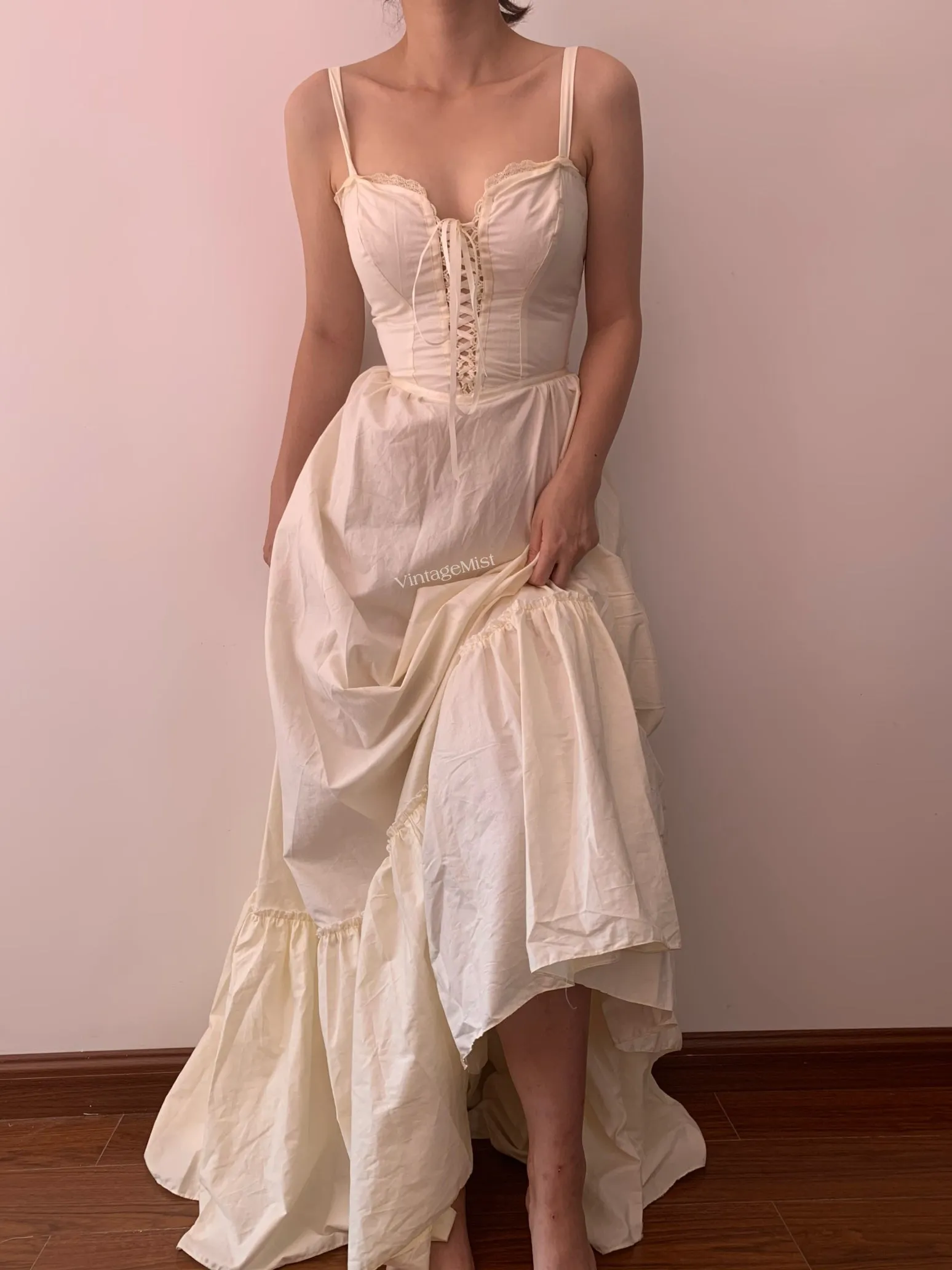 Strap Ruffle Corset Maxi Dress