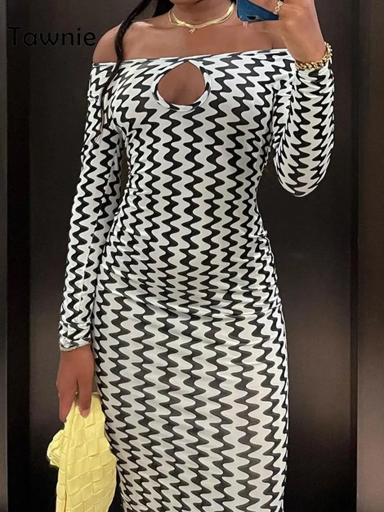 Striped Print Dress Women