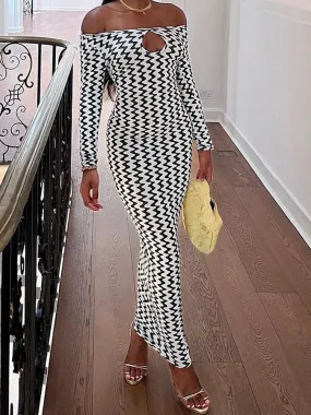 Striped Print Dress Women