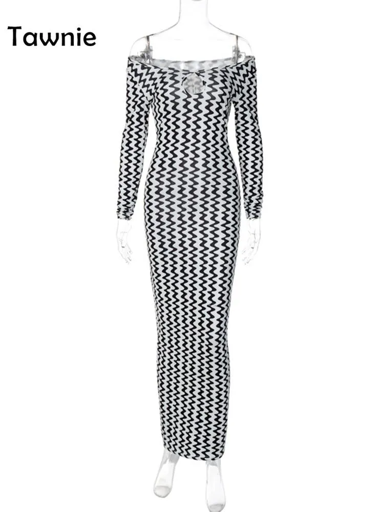 Striped Print Dress Women