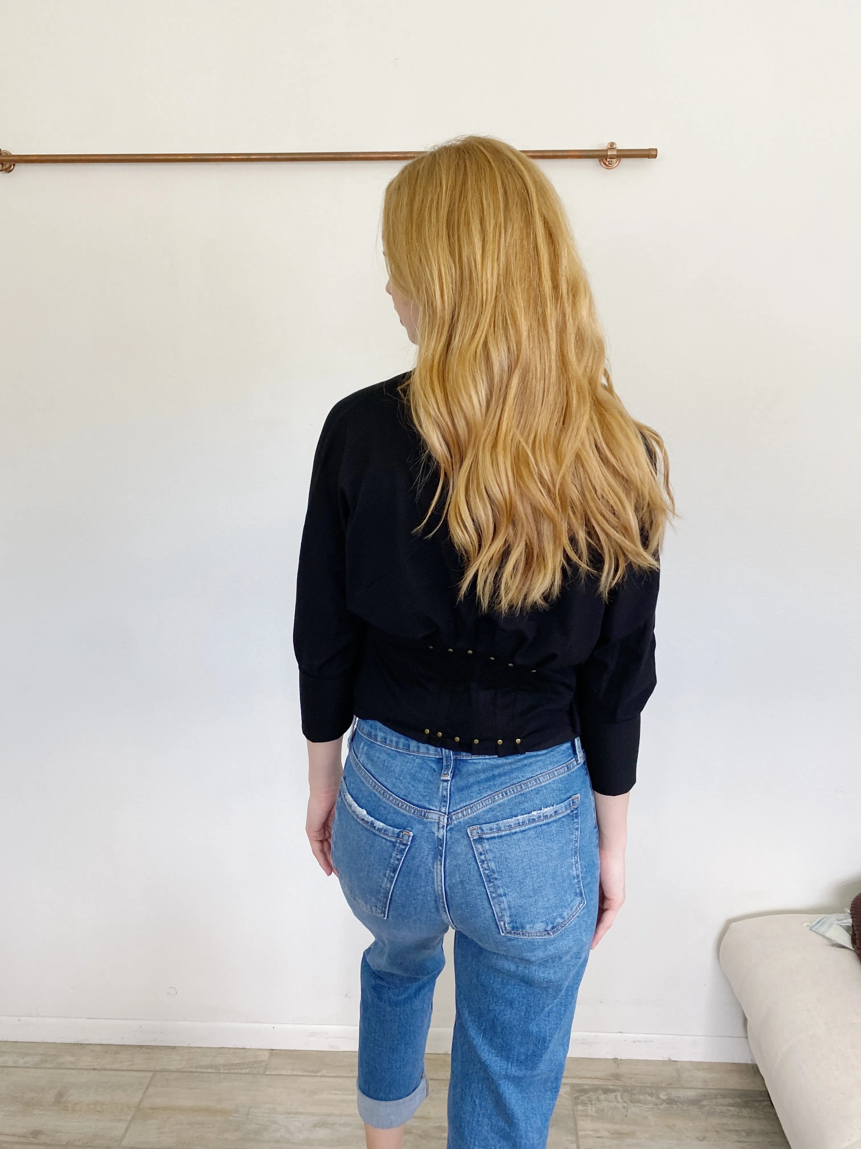 Testimony Las Angeles Black Cotton Cardigan Shaw Cover-up XS