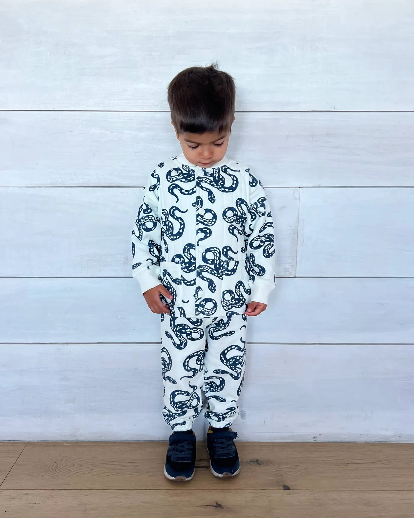 Toddler and Kid Quilted Vest with Snakes Print | Indigo