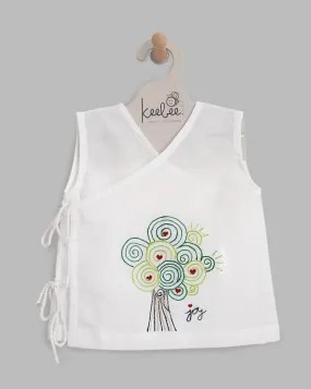 Tree- Organic Cotton Sleevelesss EmbroideredUnisex  Baby Jhabla