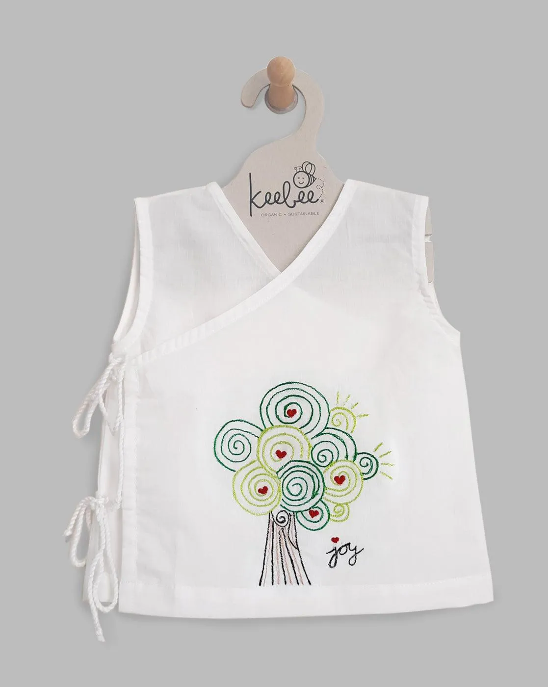 Tree- Organic Cotton Sleevelesss EmbroideredUnisex  Baby Jhabla