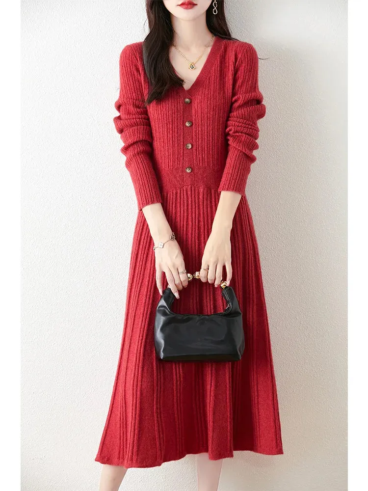 Trendy Wool Knitted Long Maxi Dress