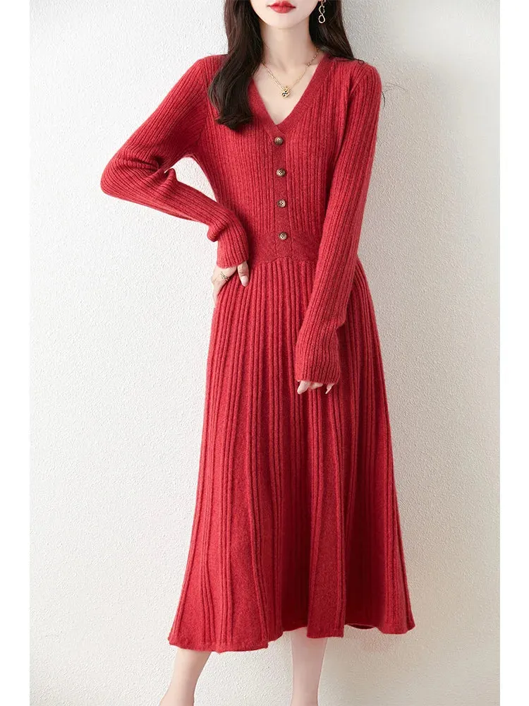 Trendy Wool Knitted Long Maxi Dress