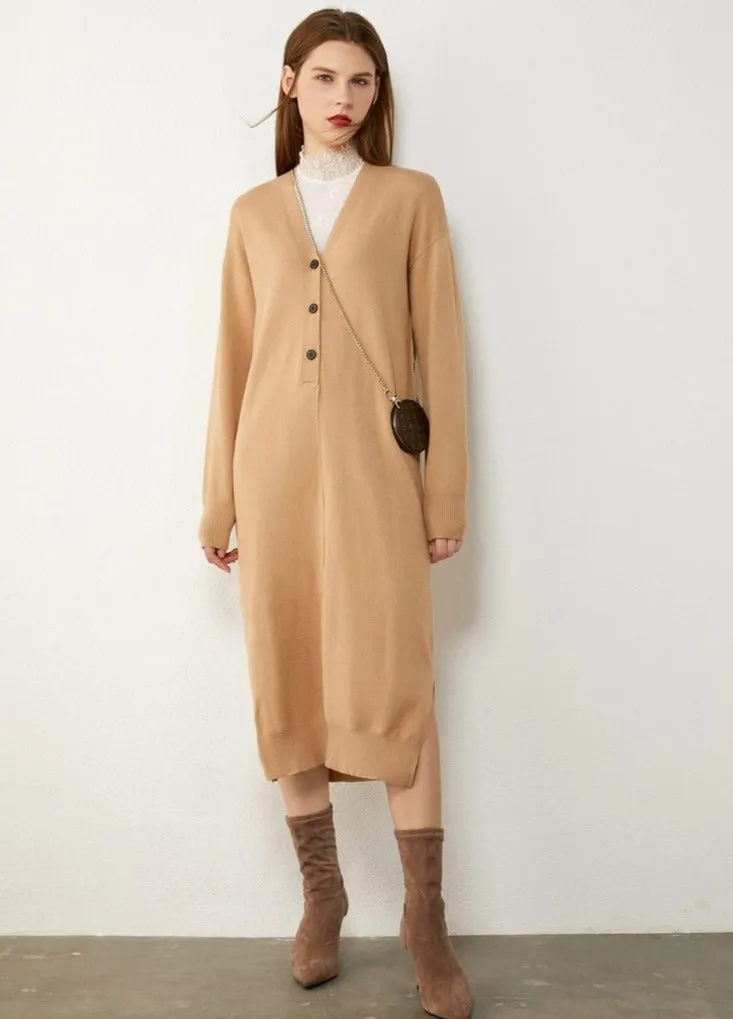 V Belt Loose Knitted Cardigan Overcoat