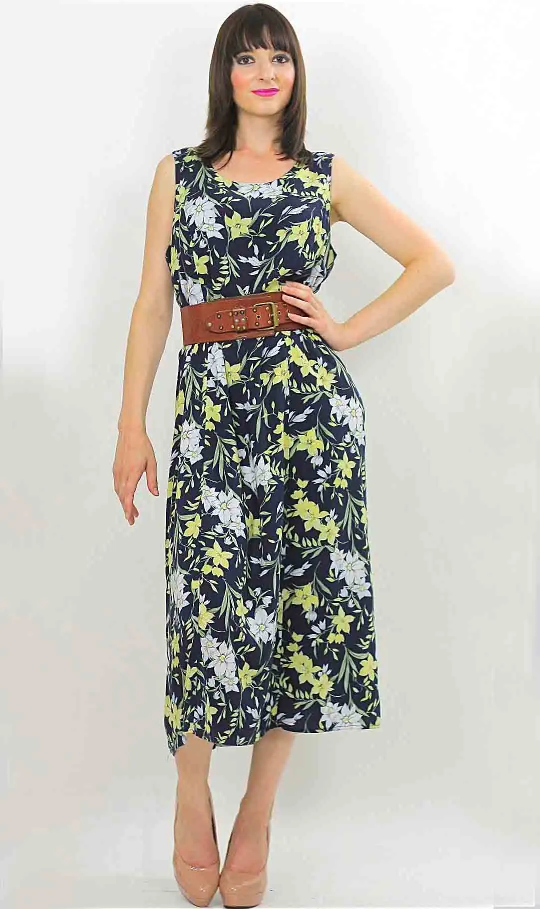 Vintage 90s Grunge Tropical floral maxi dress