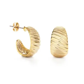 Vintage Beaded Shell Hoop Earrings
