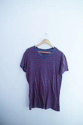 Vintage purple stripe crew neck mens tees XL