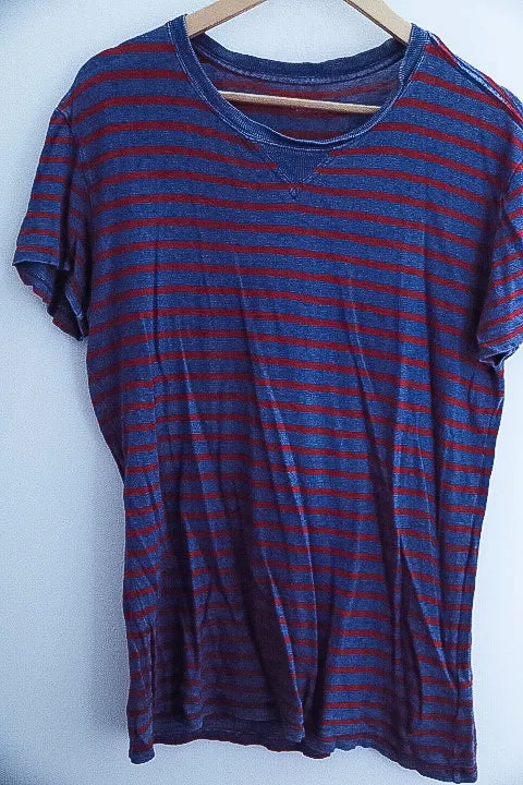 Vintage purple stripe crew neck mens tees XL