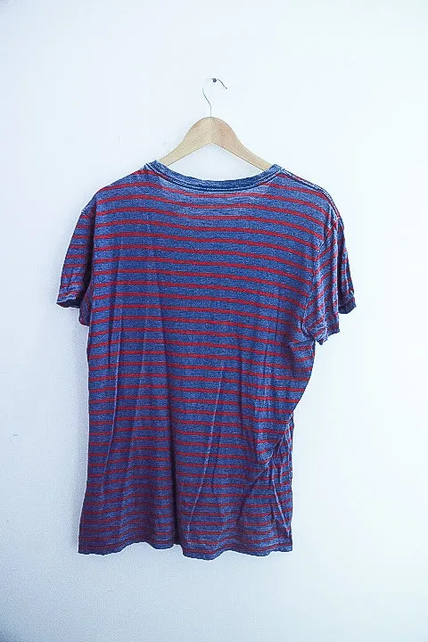 Vintage purple stripe crew neck mens tees XL