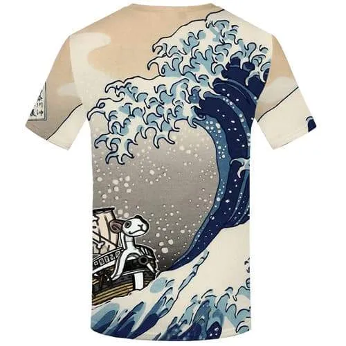 Wave T shirts Men Art Tshirts Cool Pirate Tshirts Novelty Cartoon T shirts Funny Animal Tshirt Printed Short Sleeve Fashion