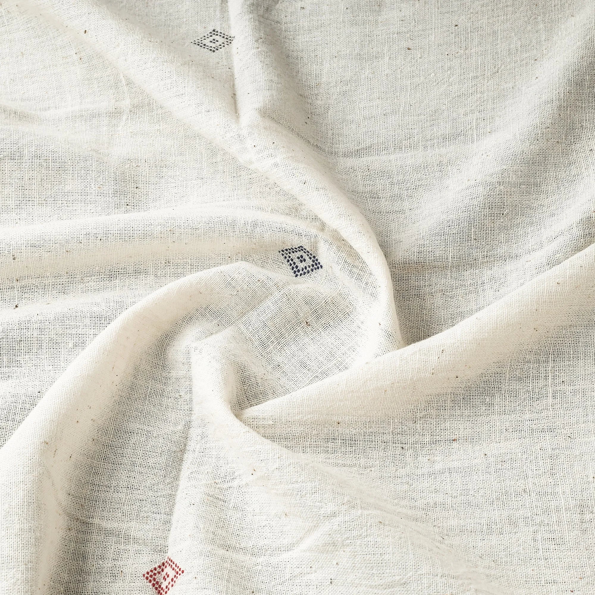 White - Organic Kala Cotton Pure Handloom Buti Fabric