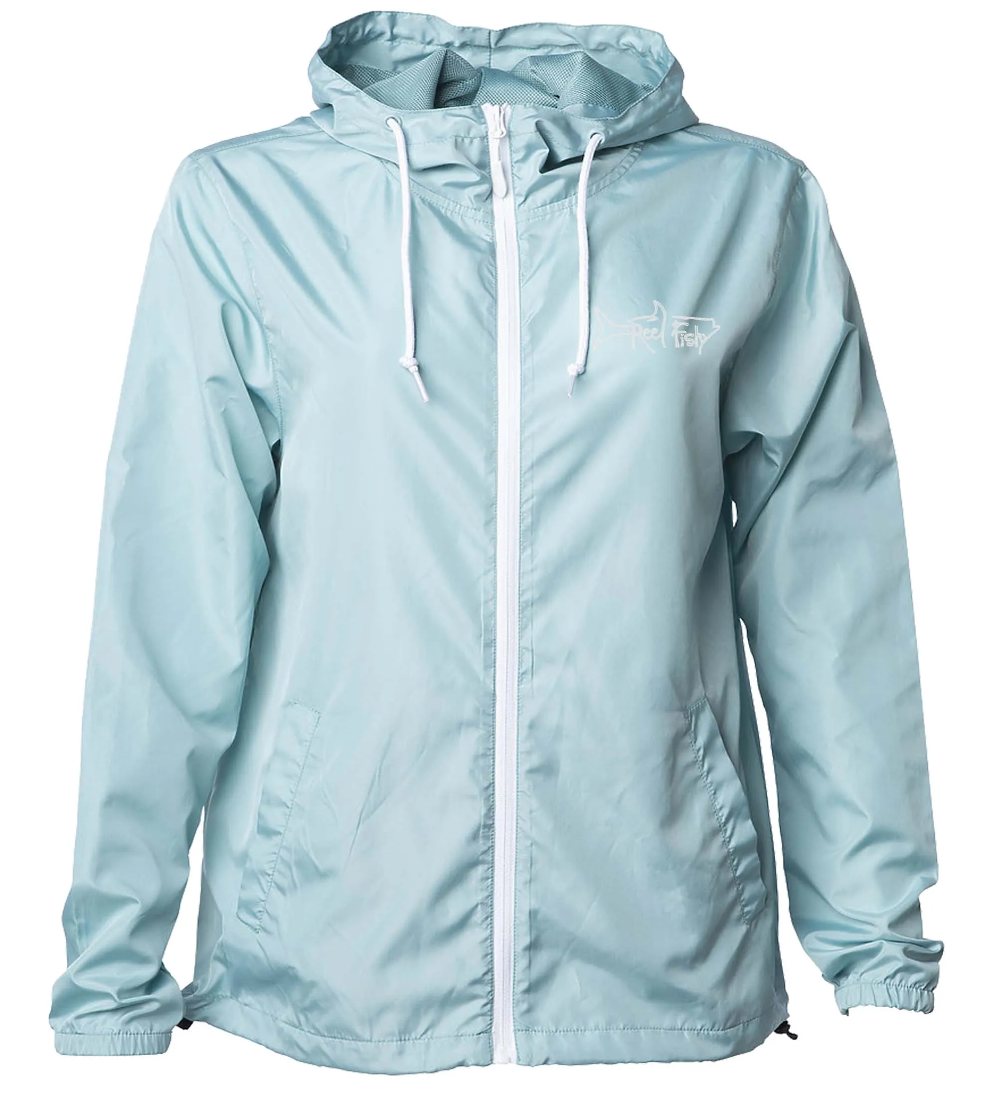 Windbreaker Jacket, Lightweight Full Zip, Water Resistant, Reel Fishy Tarpon logo
